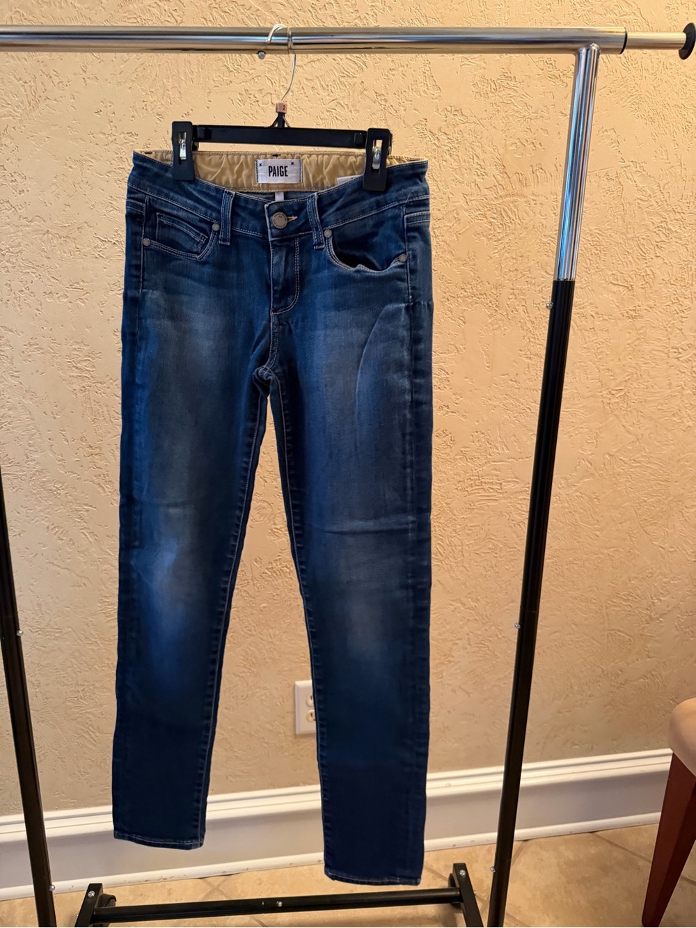 PAIGE Indigo Blue Skinny Jeans with Subtle Fade